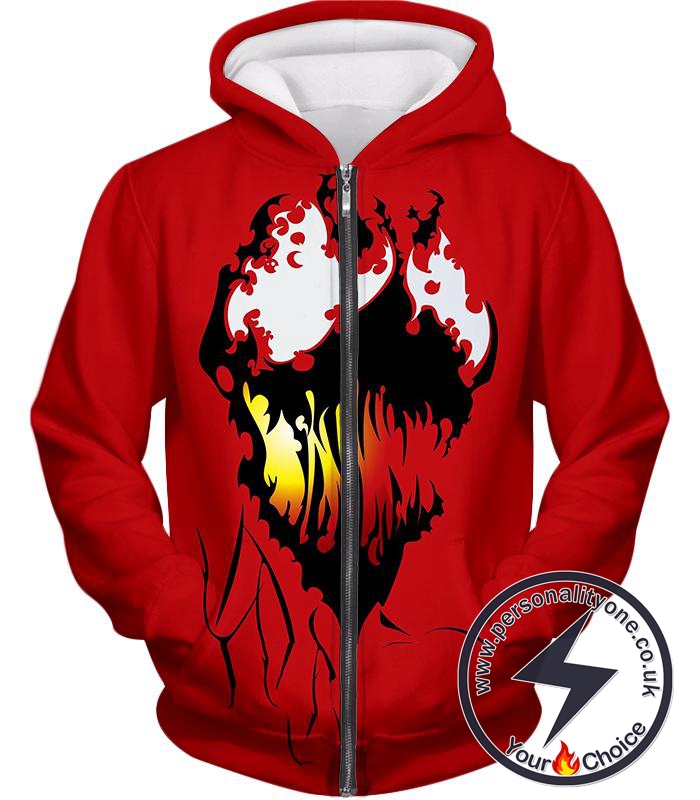 Spiderman Villain Cool Carnage Blood Red Zip Up Hoodie